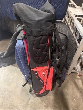 Men's Black and Red Duffel-Style Golf Carry Bag by
